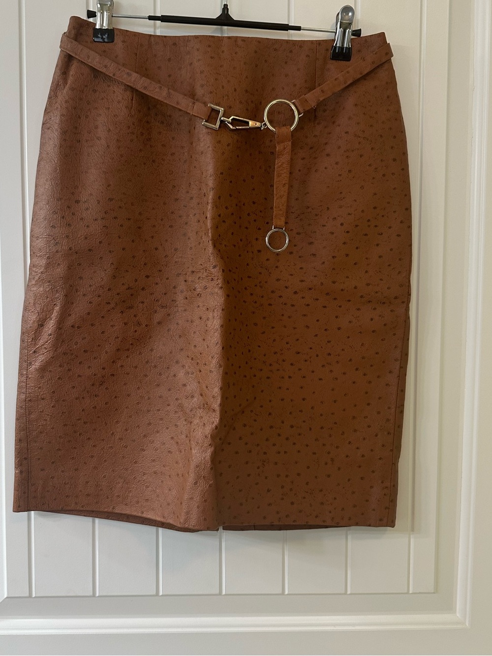 Vintage Hugo Buscati Leather Textured Lined  Skirt Size-8